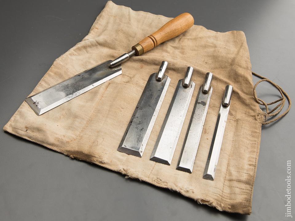 Five Piece ADAMS & NELSON Pattern Maker's Offset Chisel Set in Canvas Roll - 87685