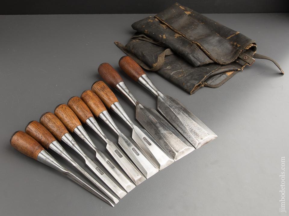 STANLEY No. 210 Set of Nine No. 40 EVERLASTING Pocket Chisels in Original Roll - 88123