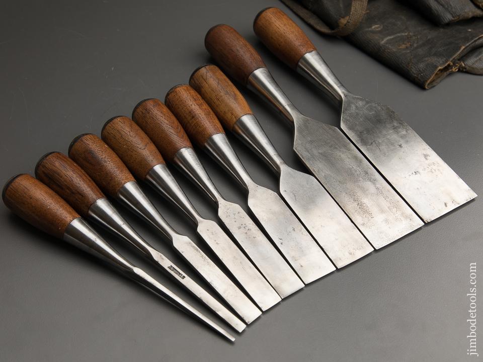 STANLEY No. 210 Set of Nine No. 40 EVERLASTING Pocket Chisels in Original Roll - 88123