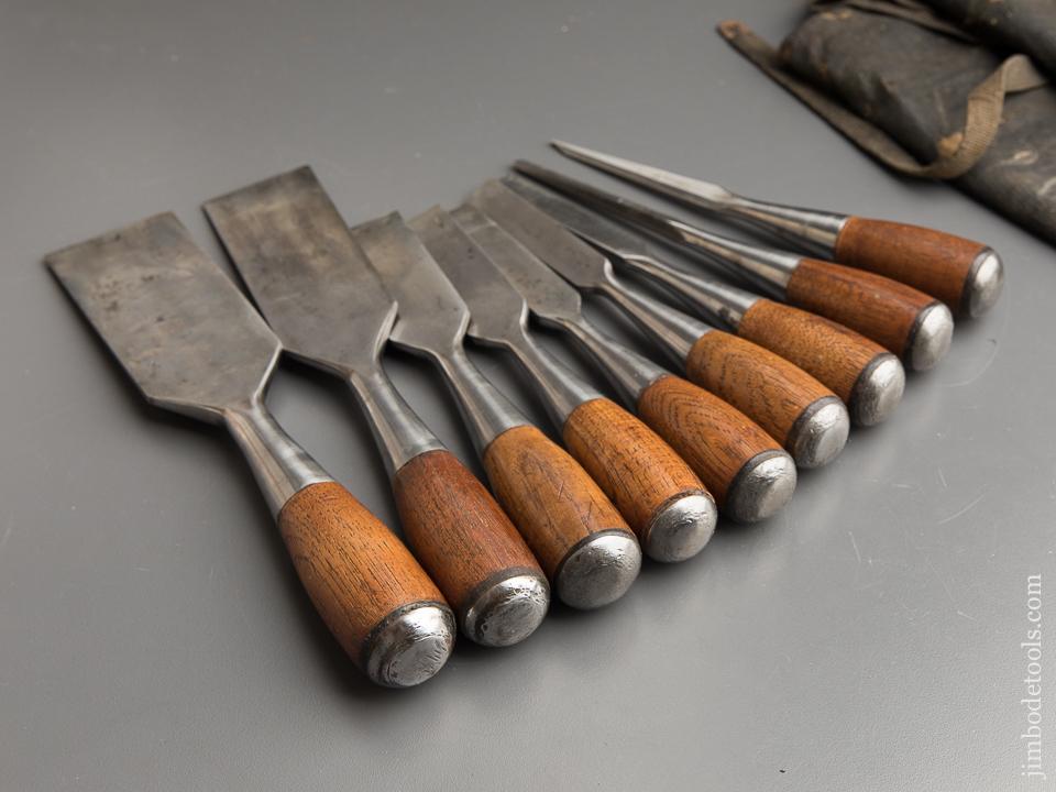 STANLEY No. 210 Set of Nine No. 40 EVERLASTING Pocket Chisels in Original Roll - 88123