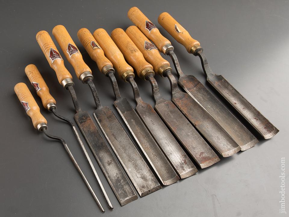 Great Set of Ten DASTRA TOOLS Pattern Maker's Crank Neck Gouges with Decals UNUSED! - 88710
