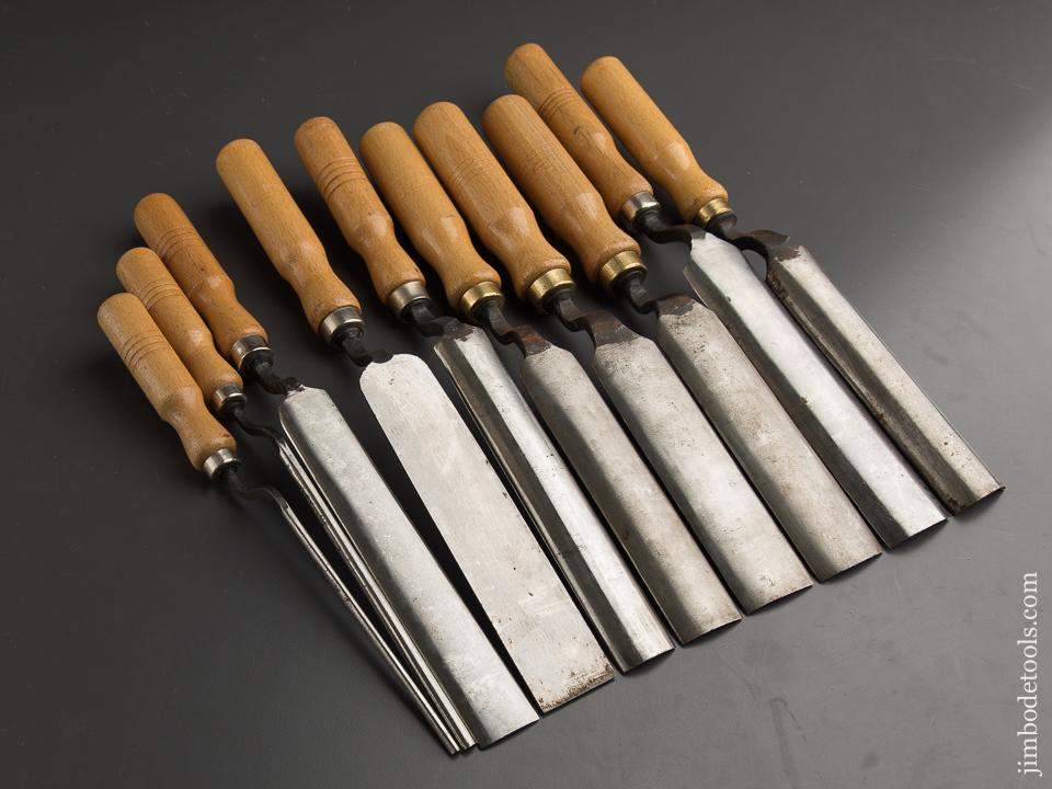 Great Set of Ten DASTRA TOOLS Pattern Maker's Crank Neck Gouges with Decals UNUSED! - 88710