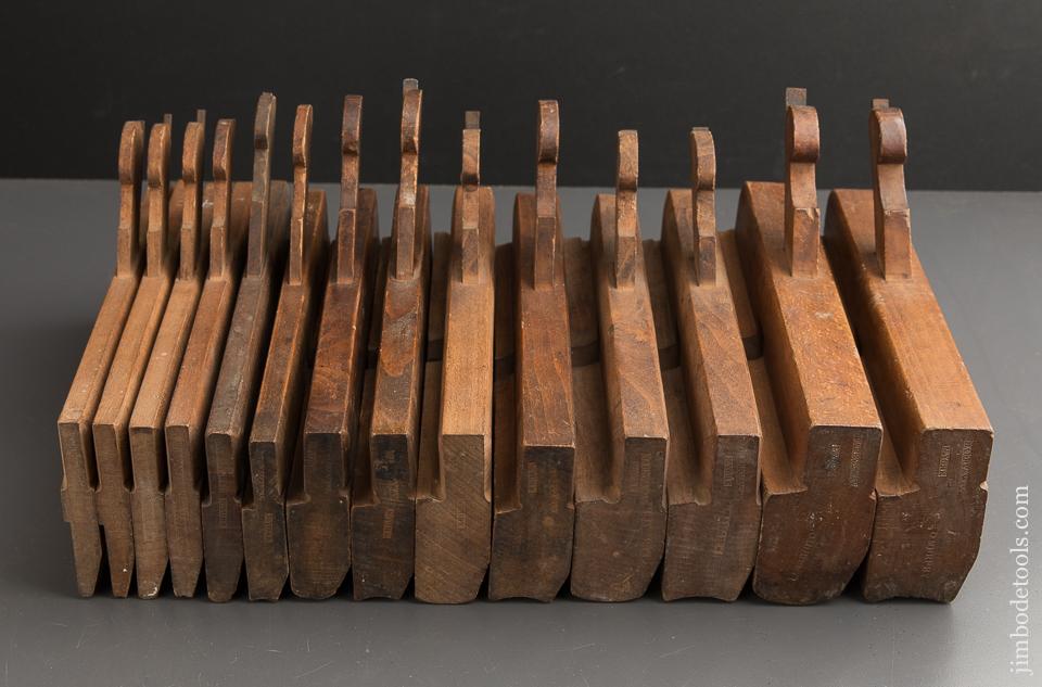 Matched Set of Fourteen Hollows & Rounds Molding Planes by BARRY & WAY N. YORK circa 1842-47 EVENS - 88797