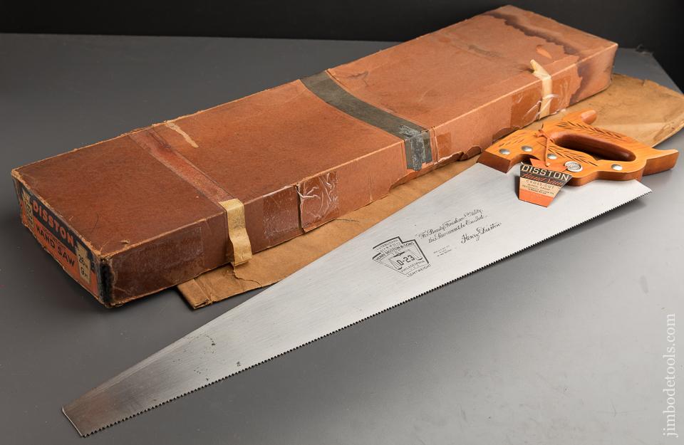 UNUSED! 9 point 26 inch Crosscut DISSTON D23 Hand Saw with Tag MINT in Original Box - 88943