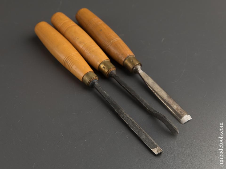Three HENRY TAYLOR Boxwood Handled Carving Gouges - 88947