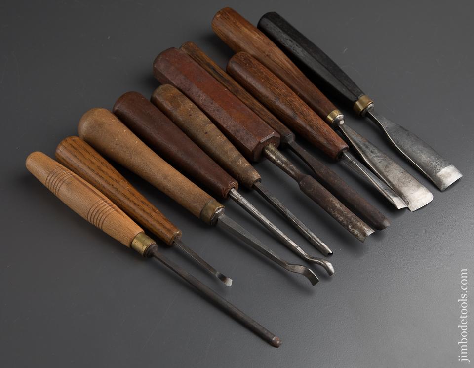 Lot of Ten Good Carving Gouges - 89028