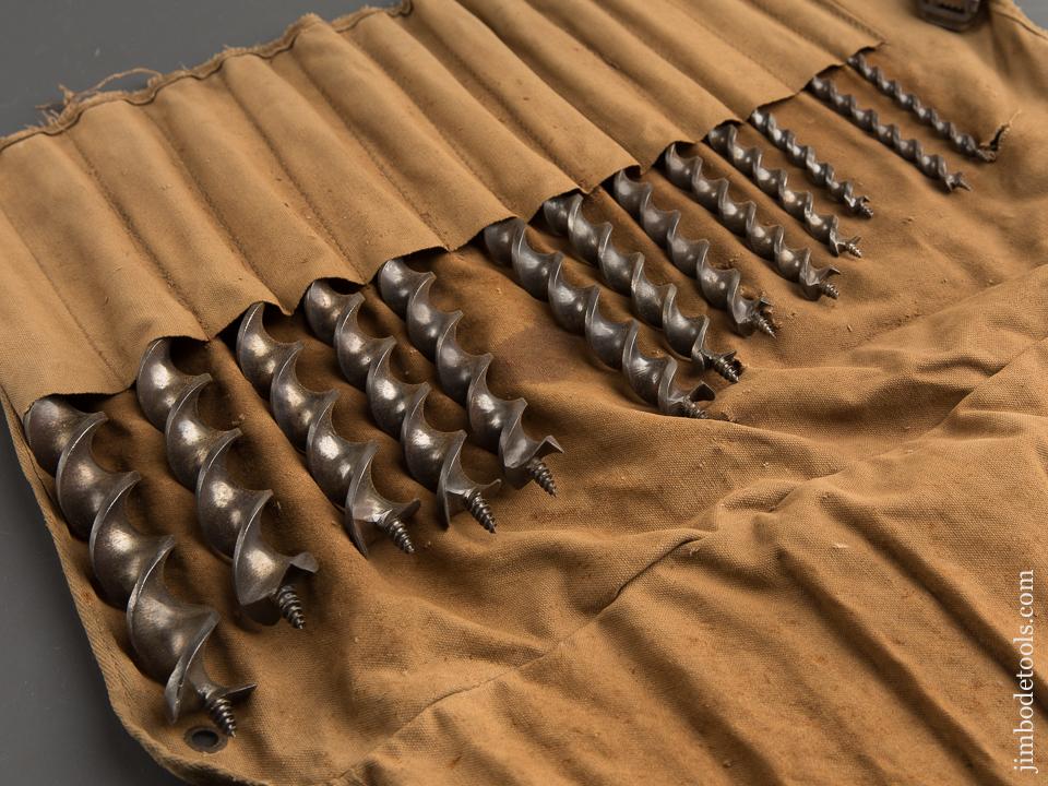 Complete Set of Thirteen Numbered MEPHISTO Auger Bits by W.A. IVES MFG CO in Original Canvas Roll - 89093