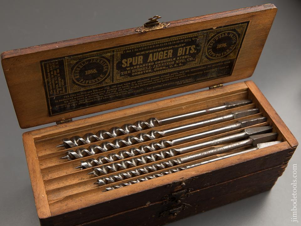 FINE Complete Set of 13 RUSSELL JENNINGS Auger Bits in Original 3 Tiered Box - 89159