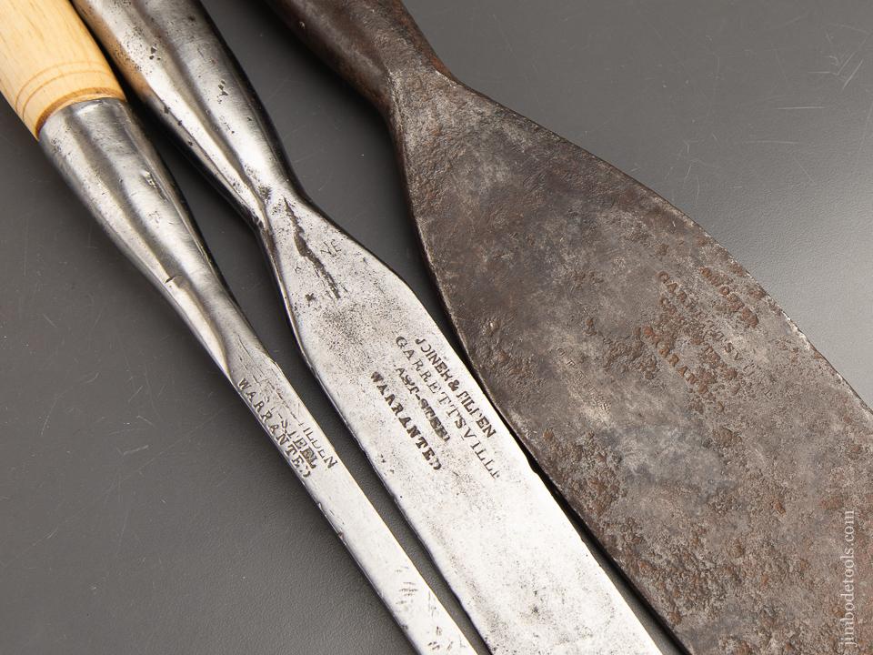 RARE Same Maker Set of Three! JOINER & TILDEN GARRETTSVILLE Heavy Framing Chisels/Slick - 89935