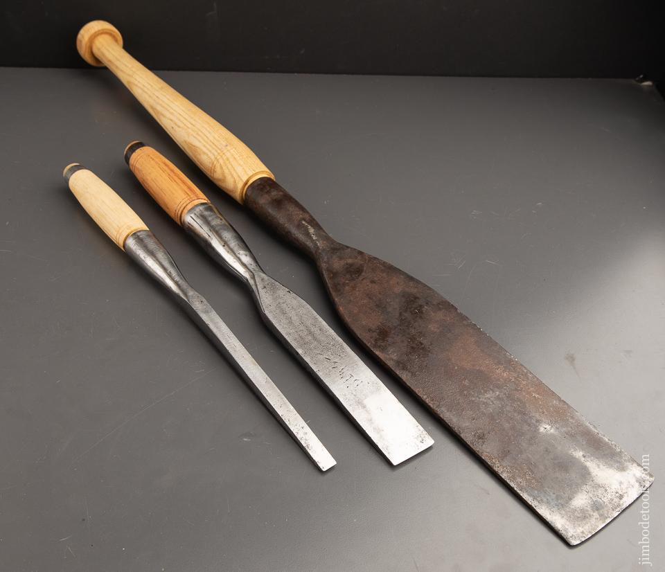 RARE Same Maker Set of Three! JOINER & TILDEN GARRETTSVILLE Heavy Framing Chisels/Slick - 89935