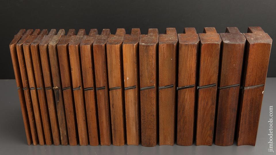 FINE and Complete Working Set of 18 Hollows & Rounds Moulding Planes by ROUTLEDGE BIRMINGHAM circa 1876-1908 Numbered 2-18 EVENS - 90044
