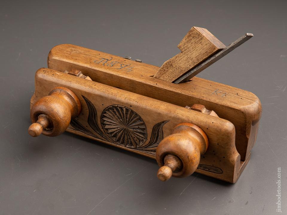 Fancy Carved and Dated 1894 European Sliding Dovetail Plane - 90153