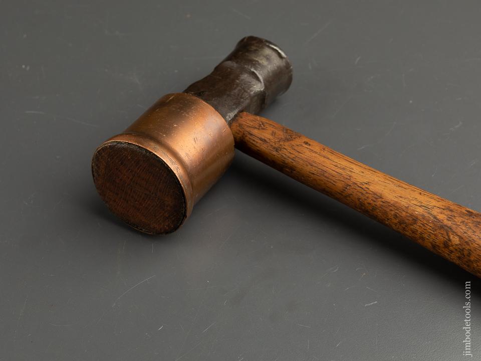 Unusual Two pound Patented Iron, Copper, and Wood Hammer - 90276