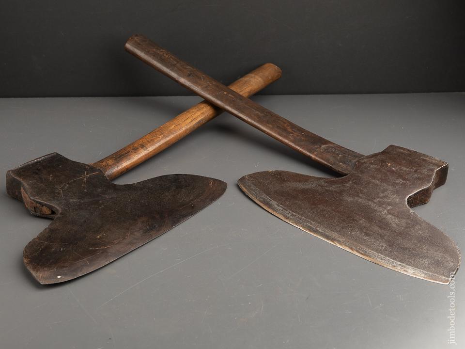 Great Matched Pair of Right & Left Handed Offset Single Bevel Broad Axes by DUNLAP & MADEIRA - 91038