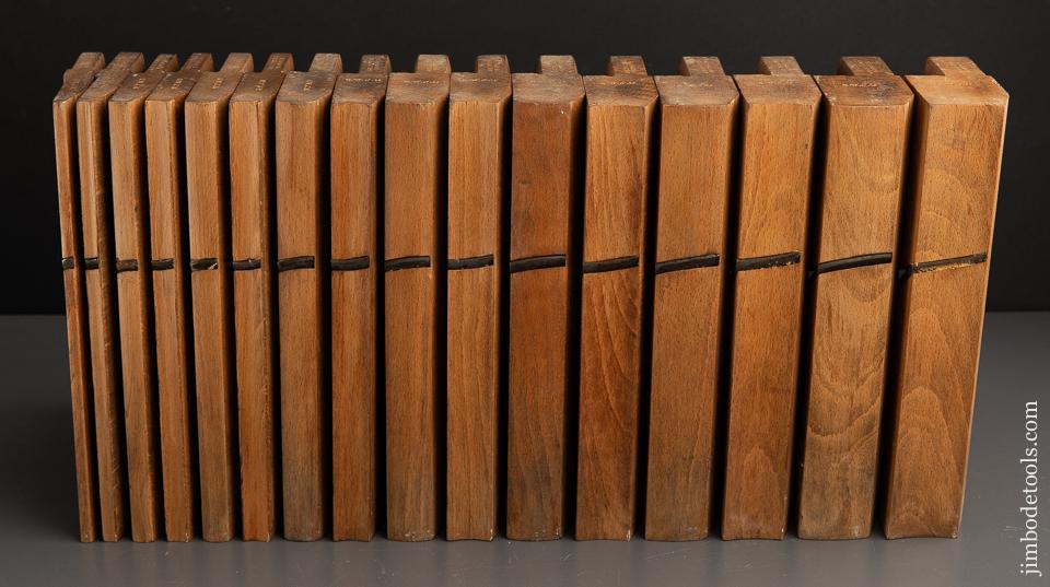Matched Set of Sixteen GRIFFITHS NORWICH Hollows & Rounds Moulding Planes circa 1803-1958 EVENS - 91088