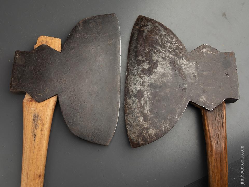 Great Matched Pair of Right and Left Handed Offset Single Bevel Broad Axes by I. BLOOD - 91157
