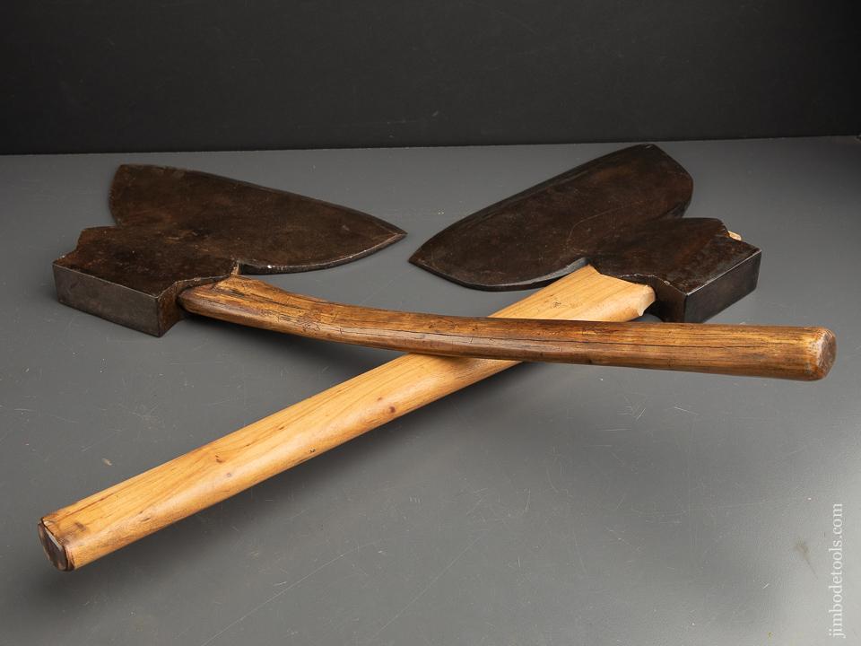 Great Matched Pair of Right and Left Handed Offset Single Bevel Broad Axes by I. BLOOD - 91157