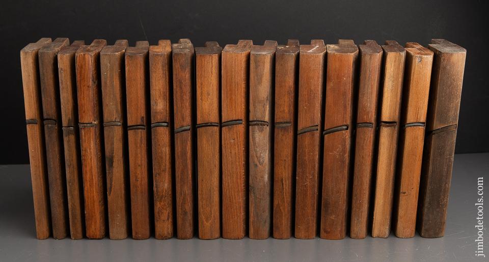 Assortment of Eighteen Hollows & Rounds Moulding Planes ALL by MOSELEY - 91540