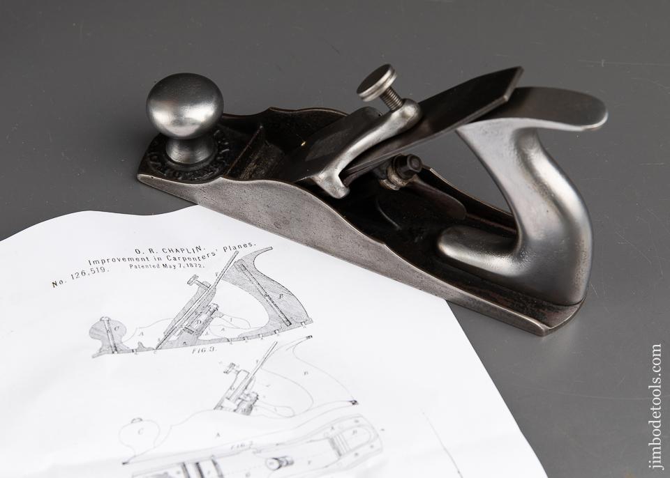 Rare! CHAPLIN's Patent May 7, 1872 No. 4 (No. 3 Size) Smooth Plane with Iron Handles - 91812U