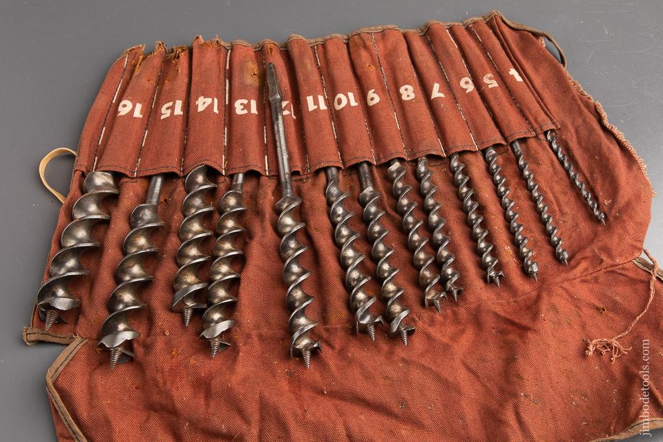 Good User Set of Thirteen RUSSELL JENNINGS Auger Bits in Original Roll - 91885