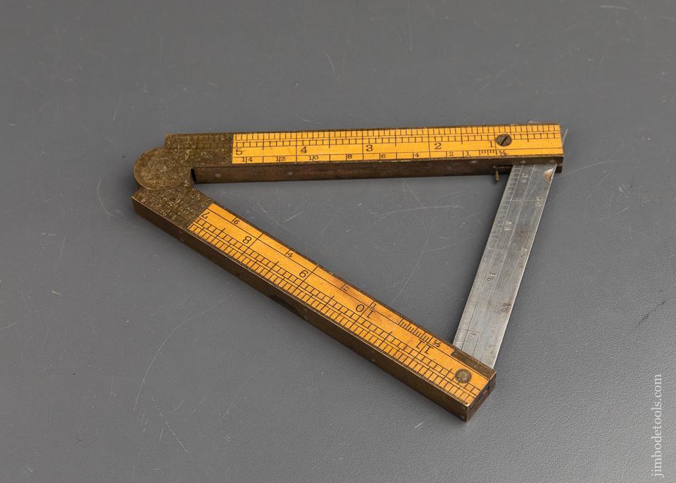 Extra Fine! STANLEY No. 036 Boxwood & Brass One Foot Two Fold Combination Rule - 91904