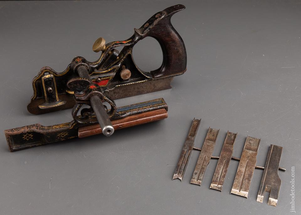 Awesome PHILLIPS PATENT MAYO Plow Plane with Red & Gold Trim & 5 Cutters - 92943