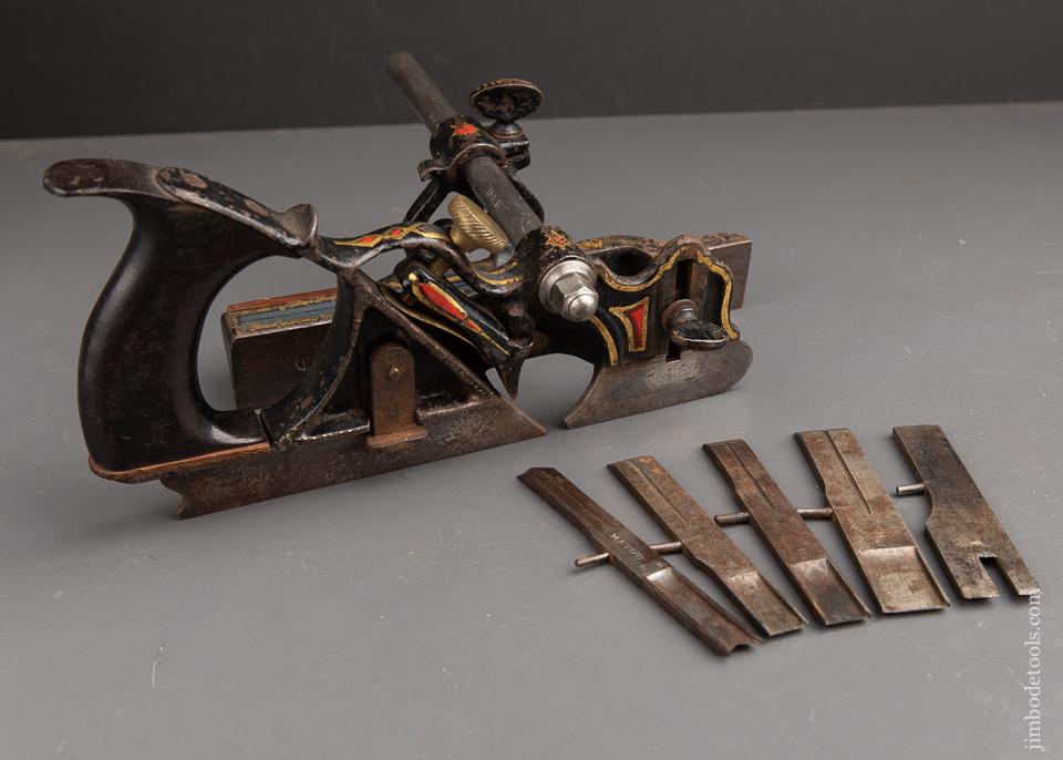 Awesome PHILLIPS PATENT MAYO Plow Plane with Red & Gold Trim & 5 Cutters - 92943