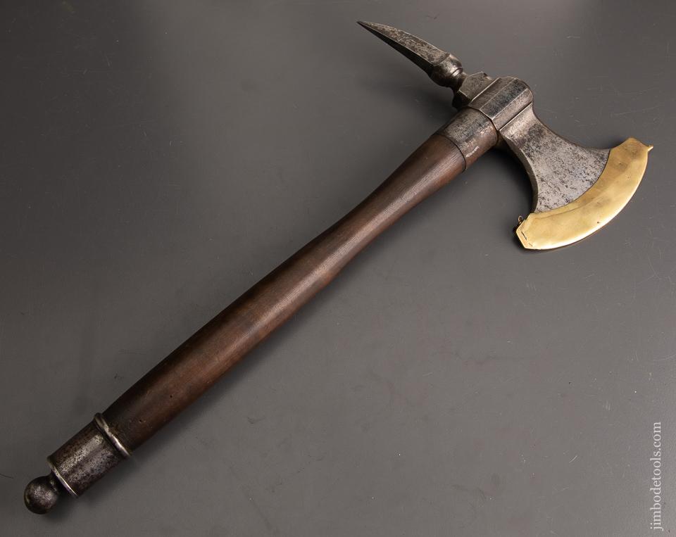 Stunning! 17th/18th Century Boarding Axe with Brass Blade Guard - 93005UR