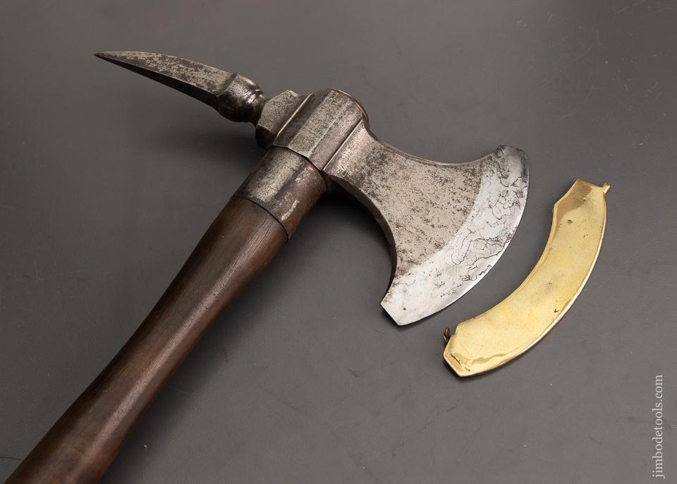 Stunning! 17th/18th Century Boarding Axe with Brass Blade Guard - 93005UR
