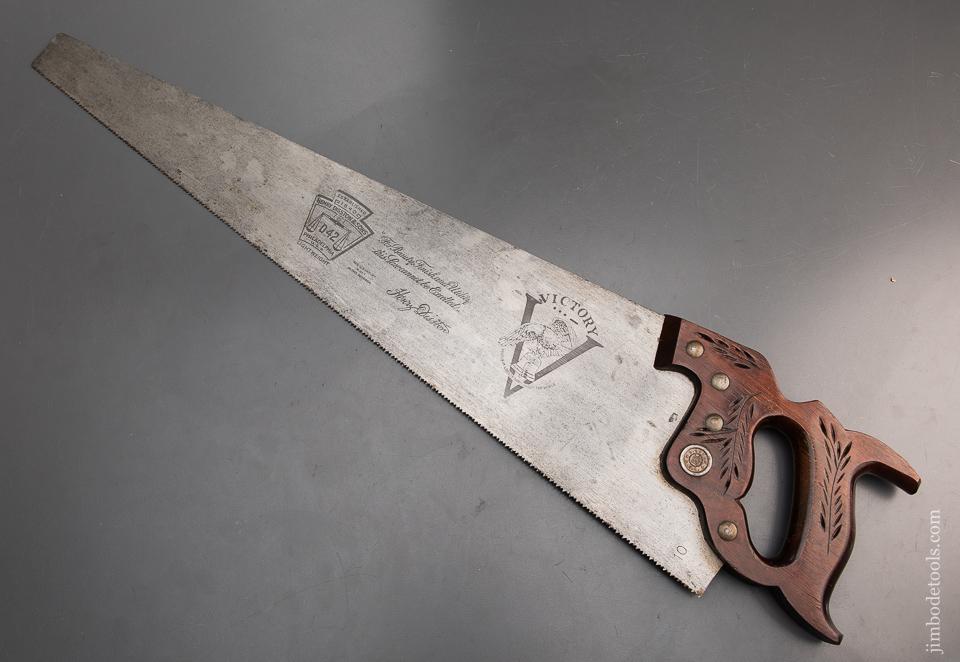 Immaculate! DISSTON No. D42 VICTORY Hand Saw with Mahogany Handle - 93382