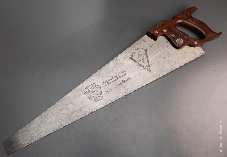 Immaculate! DISSTON No. D42 VICTORY Hand Saw with Mahogany Handle - 93382