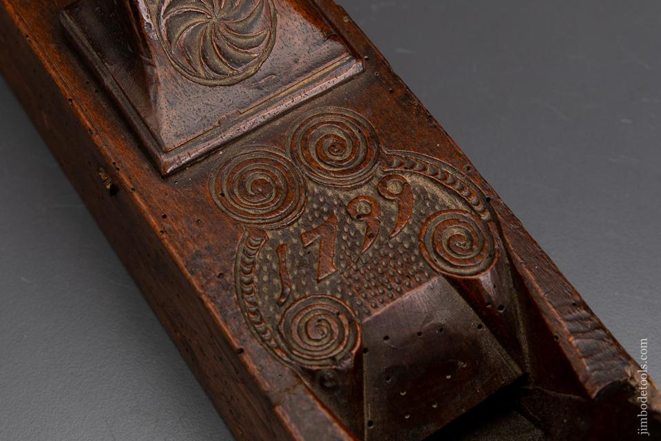 Gorgeous! 31 inch Carved Dutch Jointer Plane Dated 1799 - 93689U