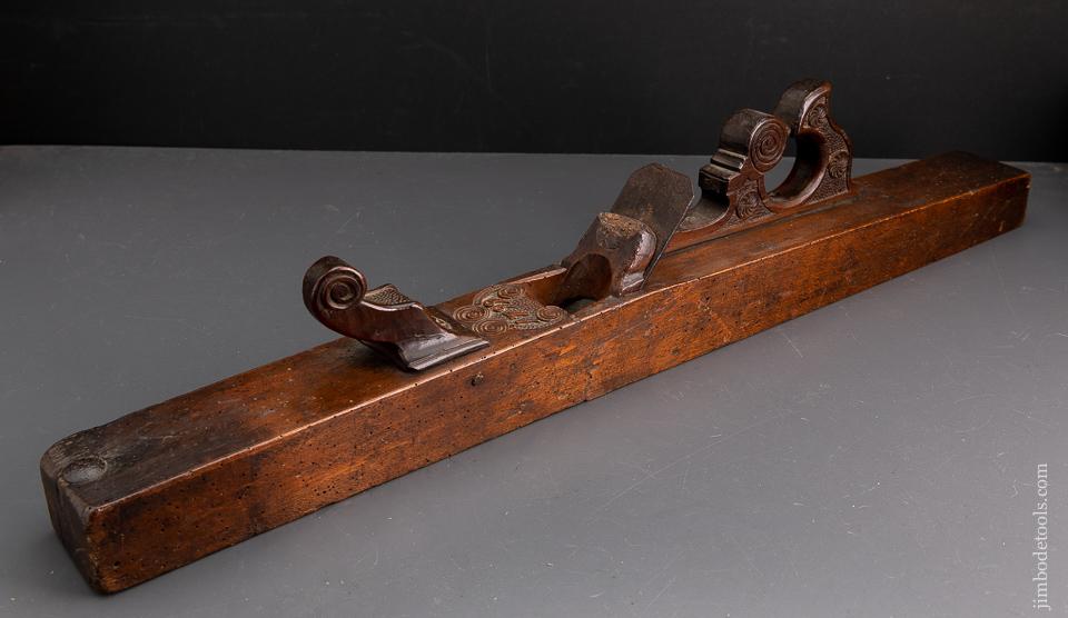 Gorgeous! 31 inch Carved Dutch Jointer Plane Dated 1799 - 93689U