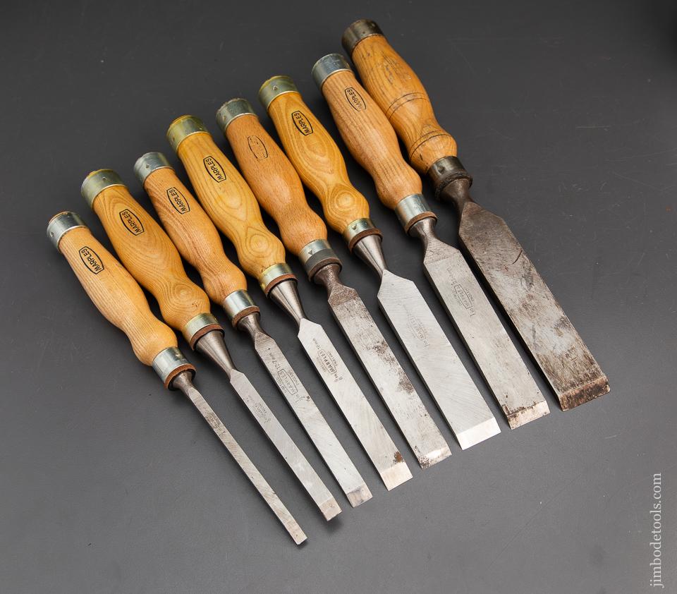 Excellent set of Eight MARPLES Heavy Mortise Chisels - 93817