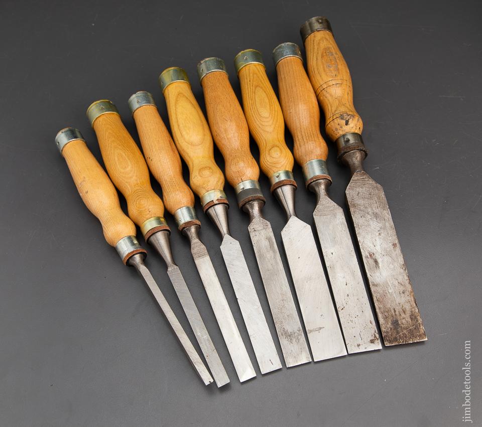 Excellent set of Eight MARPLES Heavy Mortise Chisels - 93817