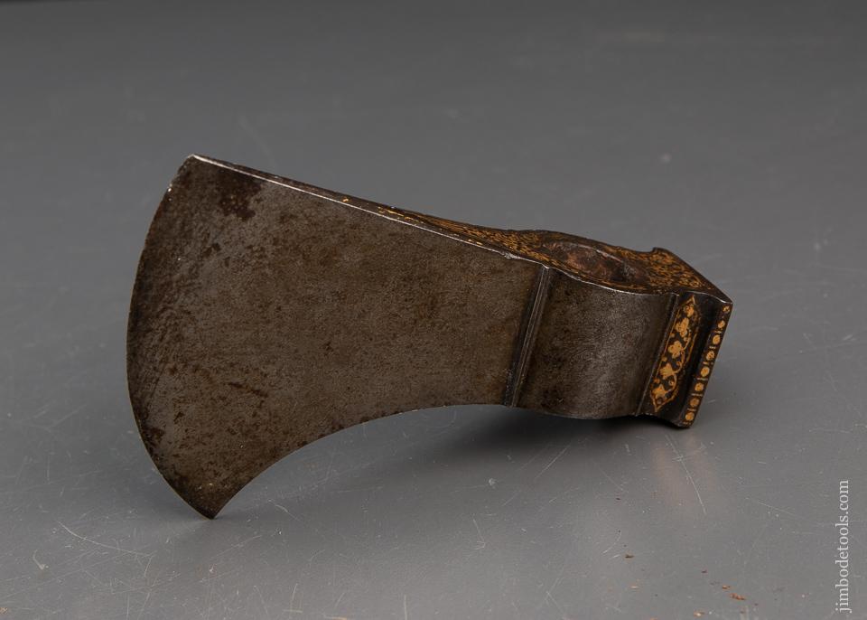 Amazing! EARLY Damascus Axe with Gold Inlay - 94012U
