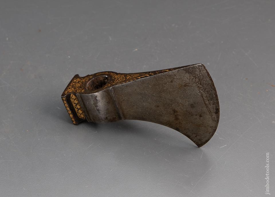Amazing! EARLY Damascus Axe with Gold Inlay - 94012U