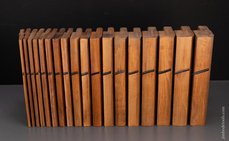 FINE & COMPLETE! Matched Set of Eighteen Hollows & Rounds Moulding Planes SKEWED - 94019