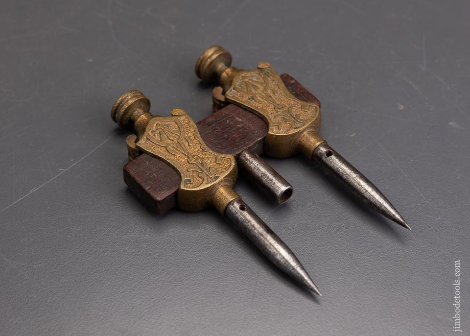 Fantastic STANLEY NO. 2 ornate Brass Trammel Points - 95703