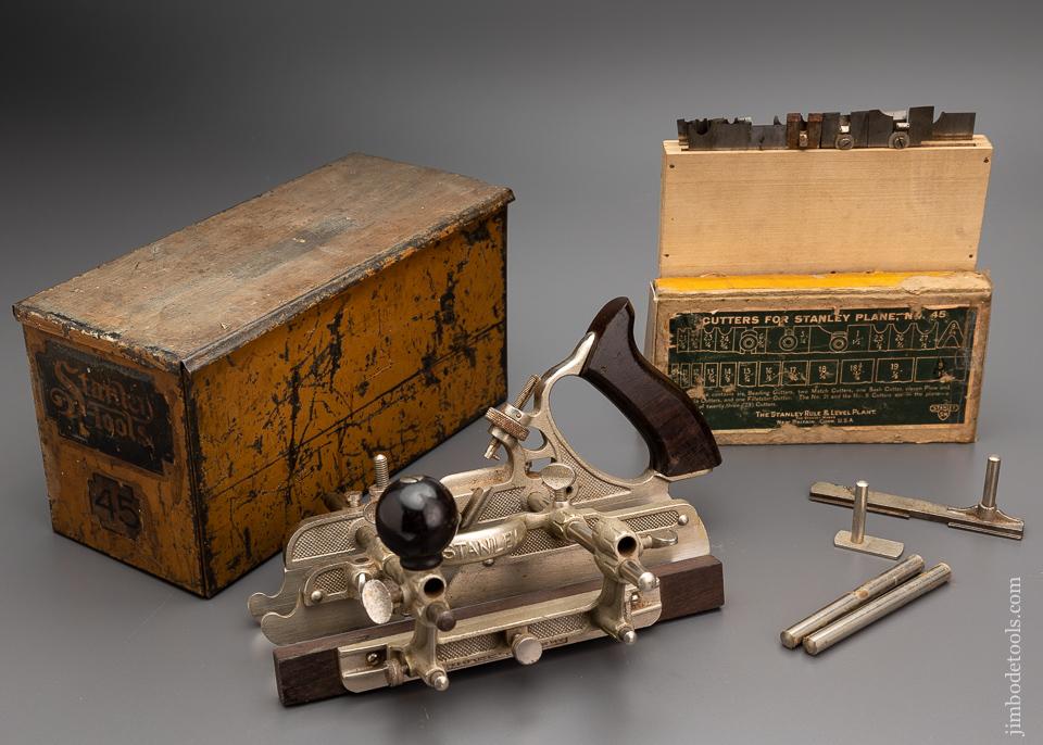 Good User STANLEY No. 45 Combination Plane in Original Tin Box - 96095