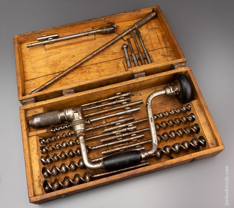 Very Rare RUSSELL JENNINGS Patent Brace and Bit Set in Original Box 100% Complete - 96224