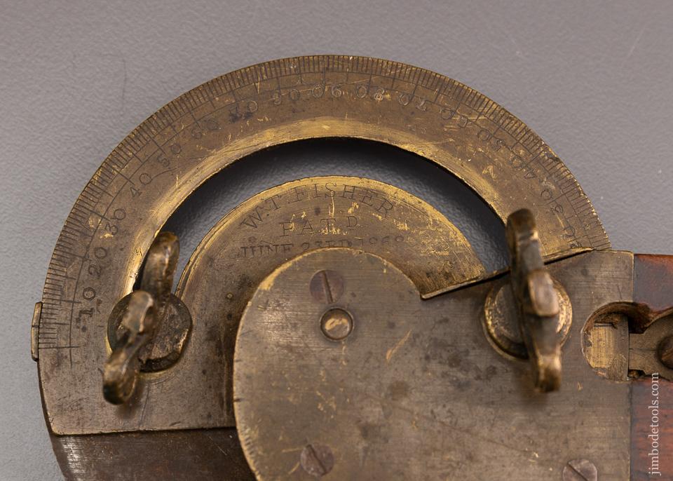 FISHER PAT. JUNE 23rd 1868 Rosewood & Brass Bevel, Level & Protractor by DISSTON & MORSS - 96494