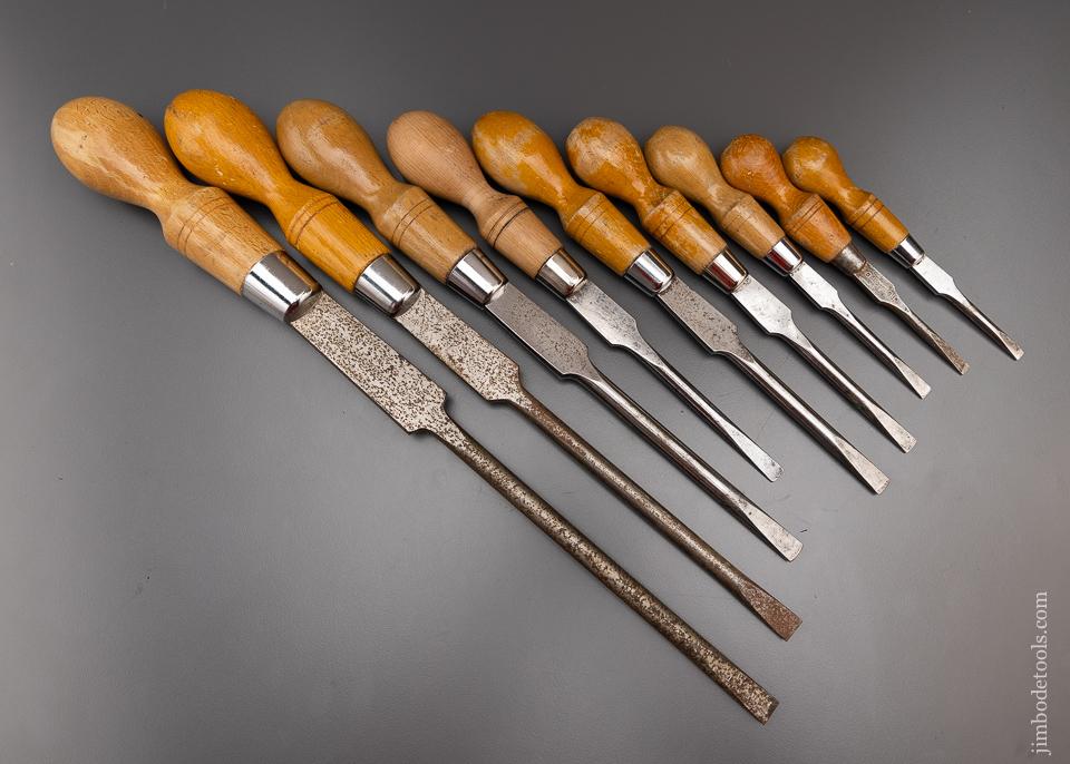 Excellent Set of 9 English Cabinet Maker’s Screwdrivers - 97177