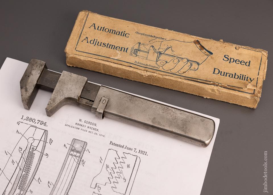 Rare Push Button Automatic Wrench Patented GORDON Near Mint in Box - 97732