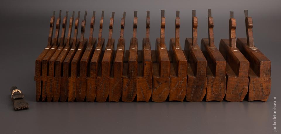 Magnificent Set of 18 Hollow & Round Moulding Planes by BIRCH - 97751