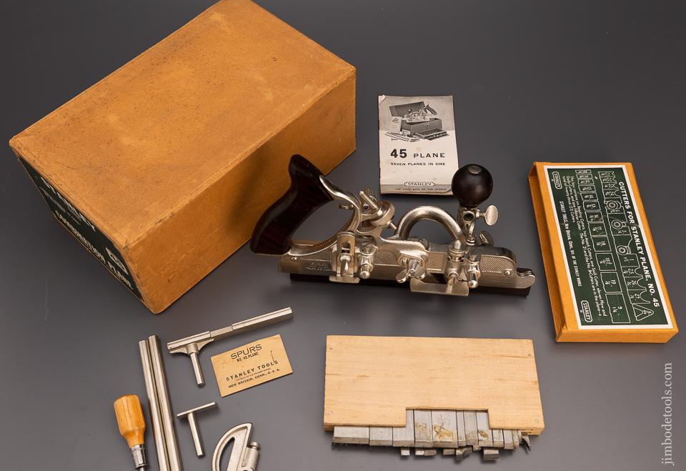 Dead Mint STANLEY No. 45 Combination Plane in The Best Box We Have Ever Seen - 97821