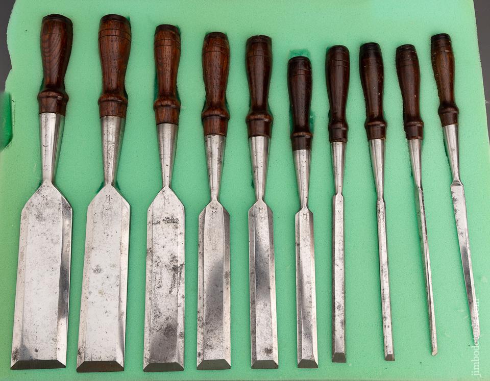 Vintage Set of 10 Socket Firmer Chisels by RELIANCE Youngstown, Ohio - 98614