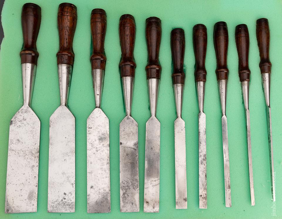 Vintage Set of 10 Socket Firmer Chisels by RELIANCE Youngstown, Ohio - 98614