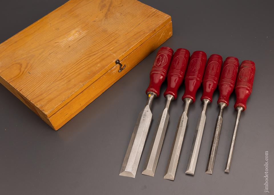 E.A. BERG ESKILSTUNA No. 9192 Wood Chisel Set of Six Near Mint in Original Box - 99955