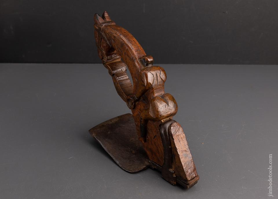 Magnificent Horse & Jockey Carved Stirrup Adze - EXCELSIOR 95442